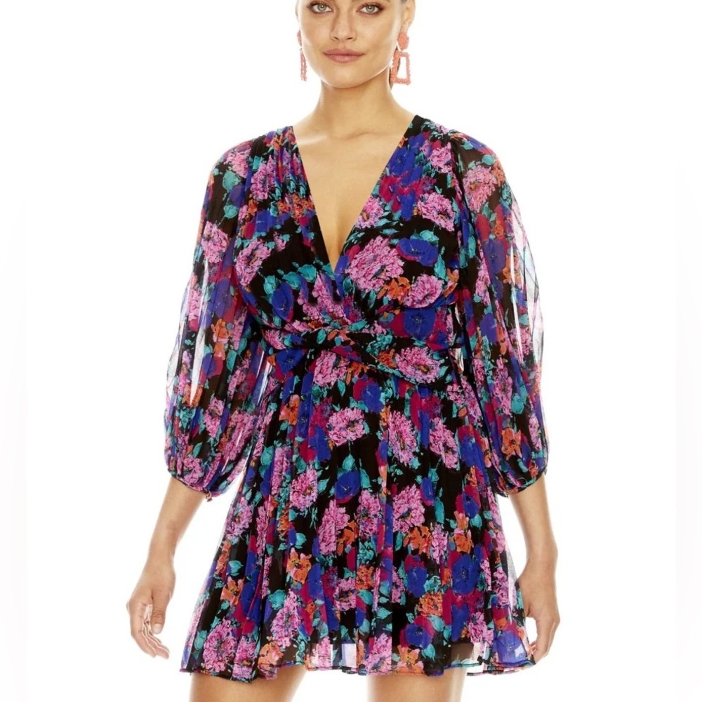 TALULAH Sweet Talk Floral Mini Dress with Bishop Sleeves
